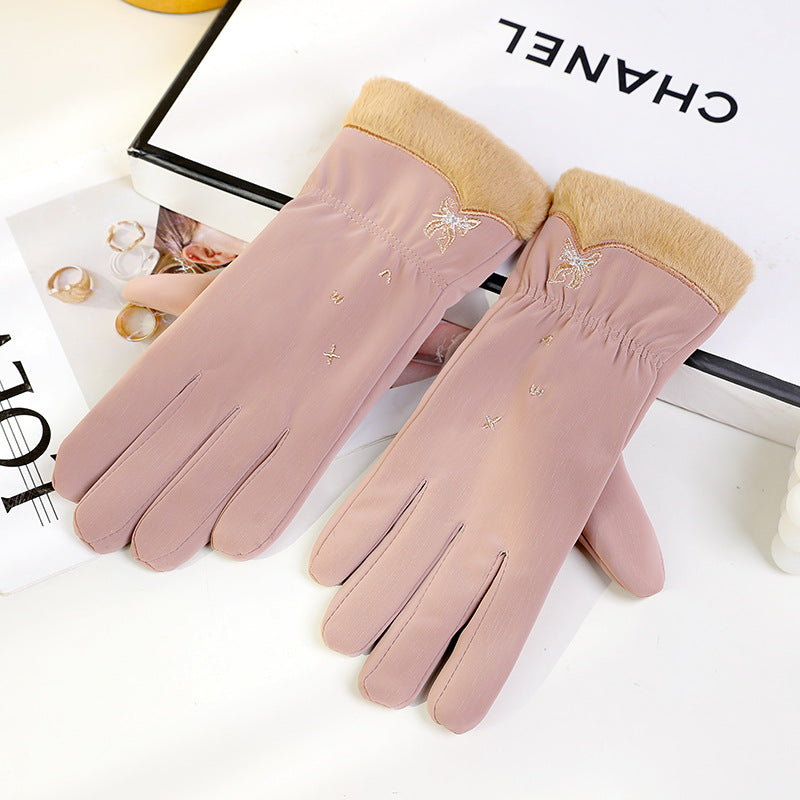 Women's Lined Padded Warm Keeping Cute Windproof Korean Gloves