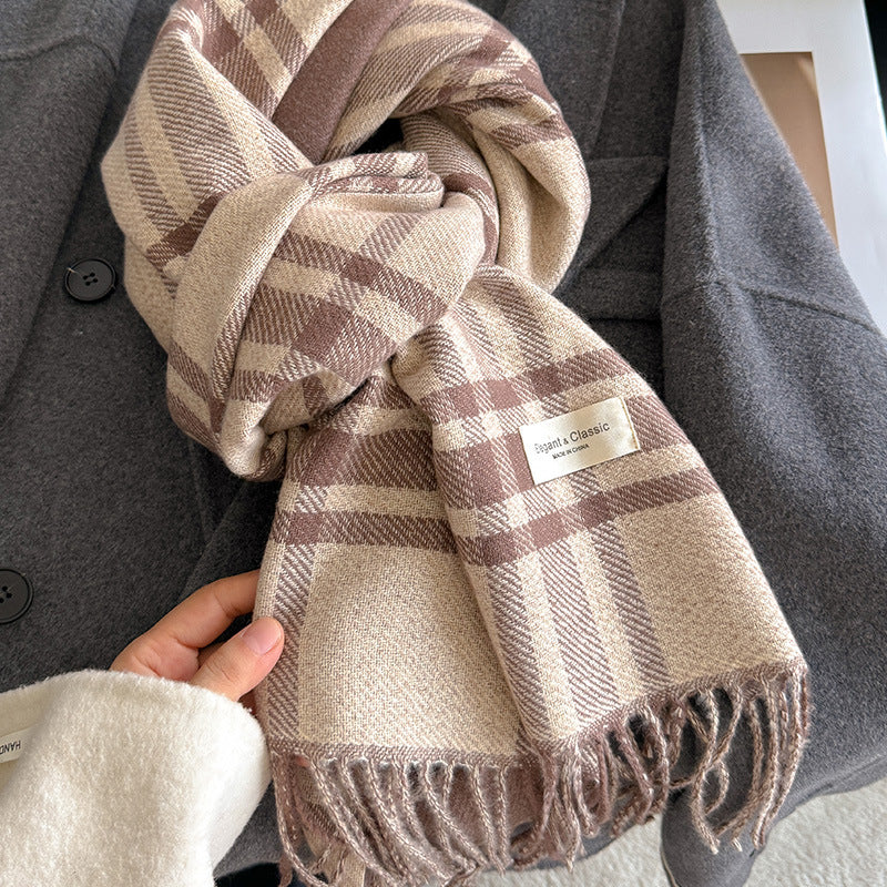 Women's Striped Plaid Talma Elegant Style Warm Scarfs