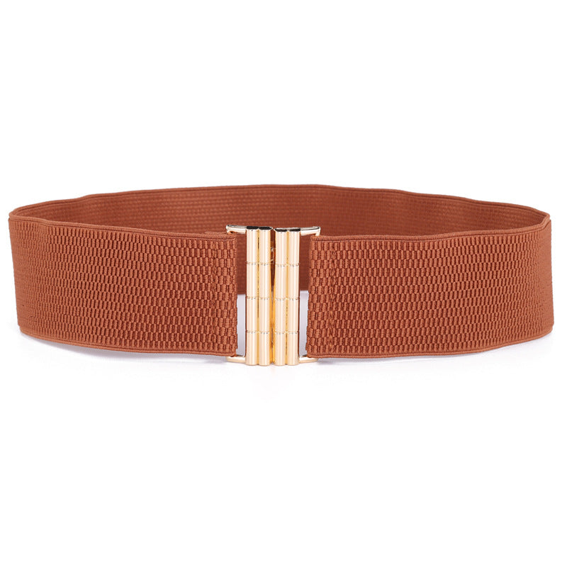 Women's Pattern Pair Of Buckles Elastic Waist Belts