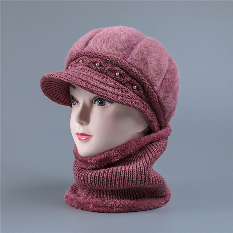 Women's Woolen For The Elderly Mother Rabbit Hats & Caps