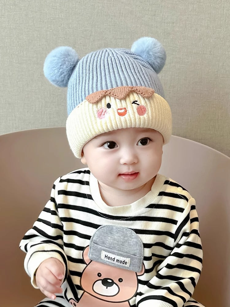 Women's & Men's Fur Ball Sleeve Infant Knitted Wool Thickened Kids' Headwear