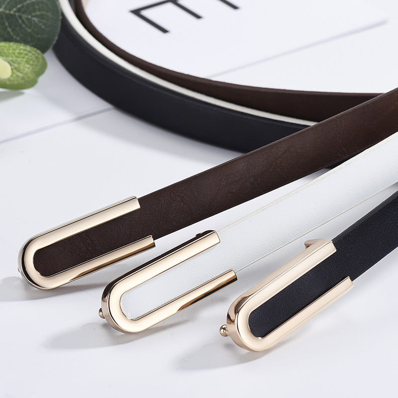 Women's Snap Button Simple Thin Female Ornament Belts