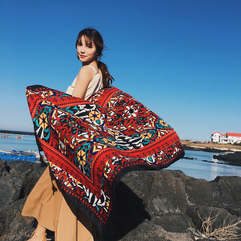 Ethnic Print Travel Outdoor Shawl Air-conditioned Scarfs