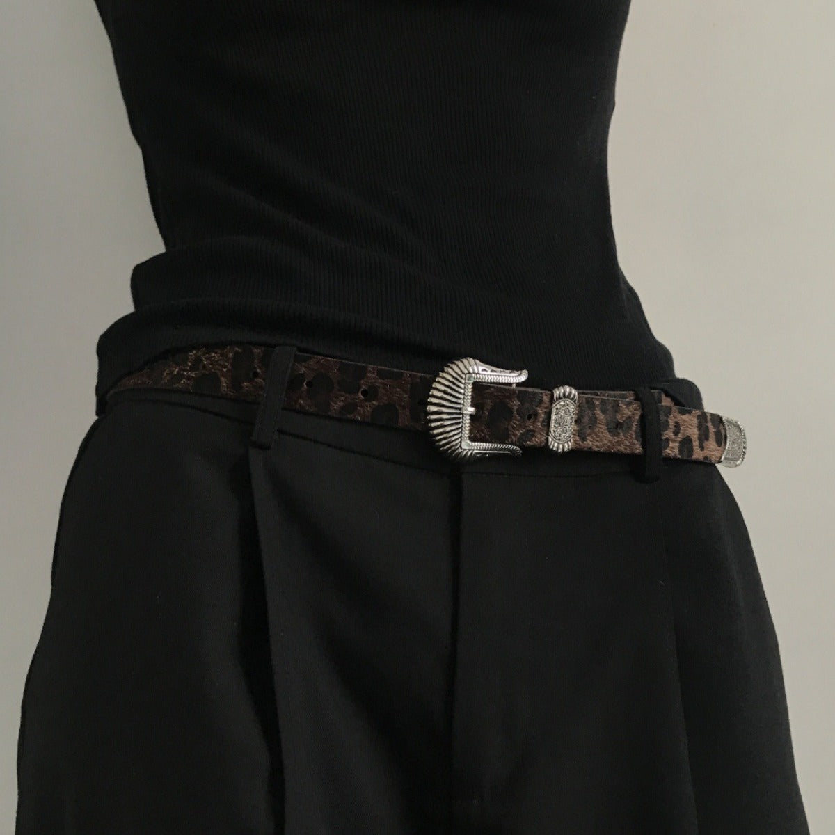 Women's Leopard Print Hot Style Metal Carved Design Belts