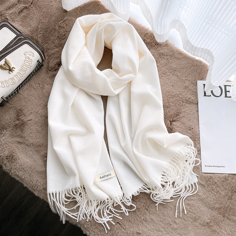 Women's & Men's Artificial Cashmere Pure Color Warm Keeping Shawl Thickened Scarfs