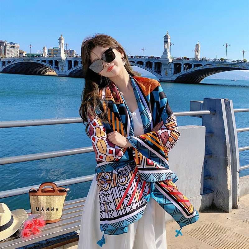 Ethnic Print Travel Outdoor Shawl Air-conditioned Scarfs