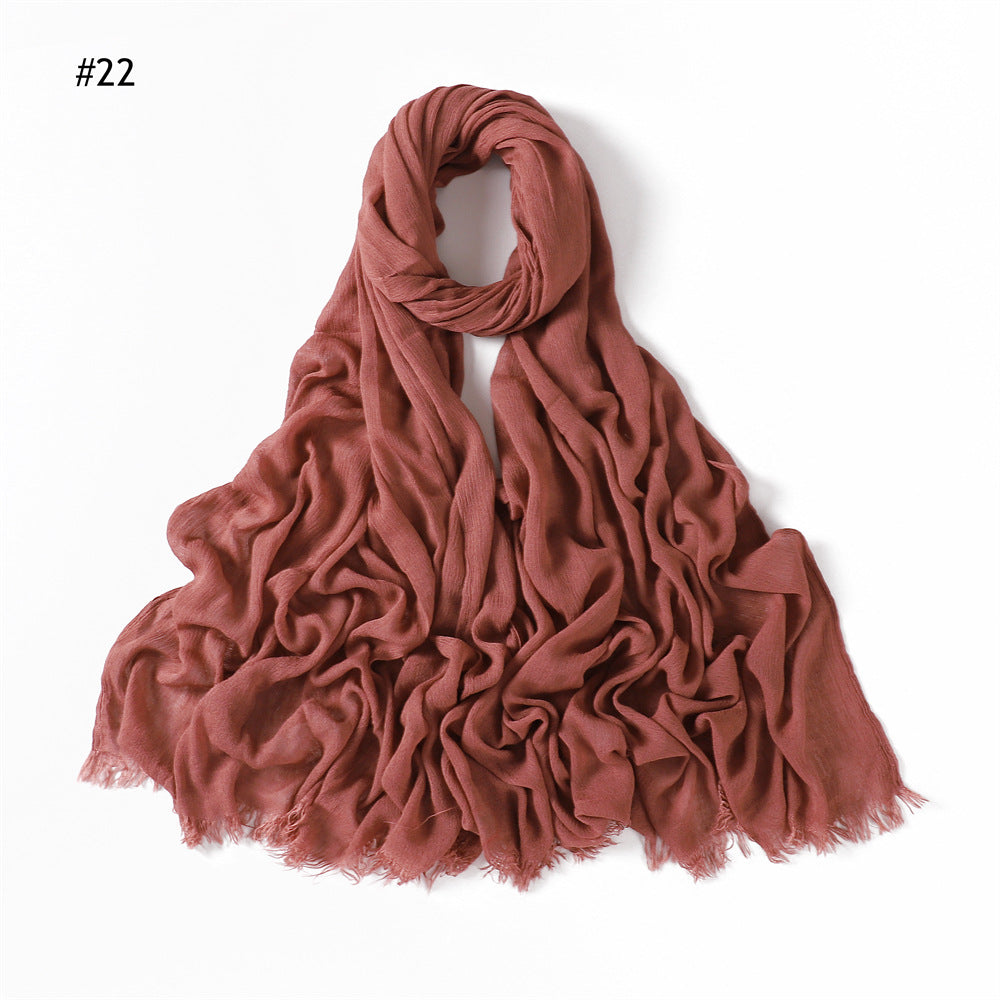 Women's Pleated Solid Color Rayon Split Breathable Scarfs