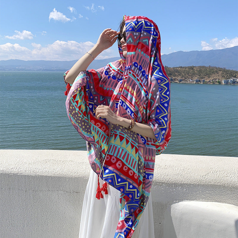 Ethnic Print Travel Outdoor Shawl Air-conditioned Scarfs