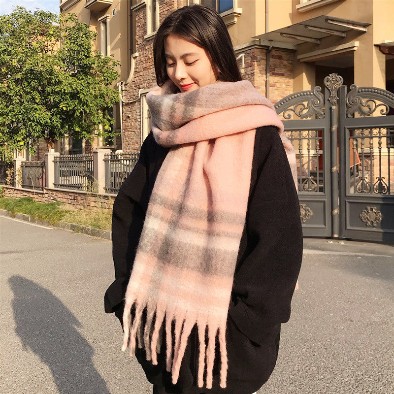 Women's Plaid Winter High-grade Thermal Knitting Shawl Scarfs