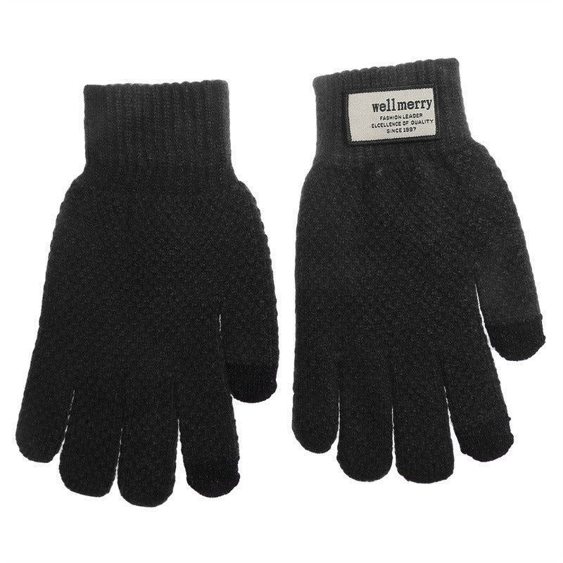 Men's Knitted Plus Size Fleece-lined Thicker Jacquard Gloves