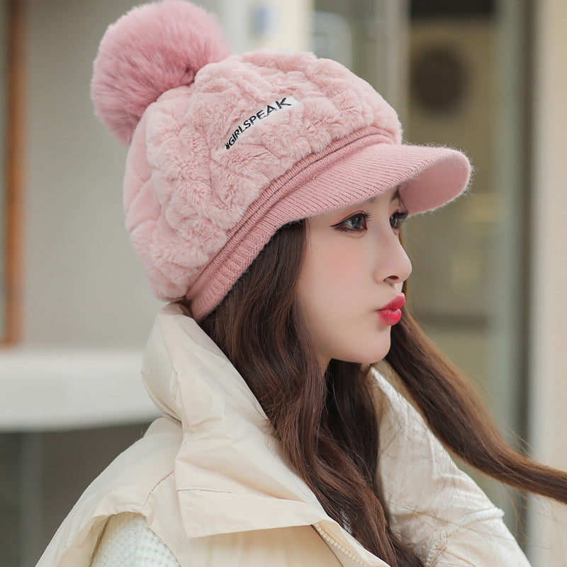 Women's Hat Fashion Rabbit Fur Warm Peaked Hats & Caps