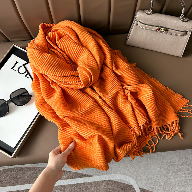 Women's Winter High-grade Korean Crumpled Solid Color Scarfs