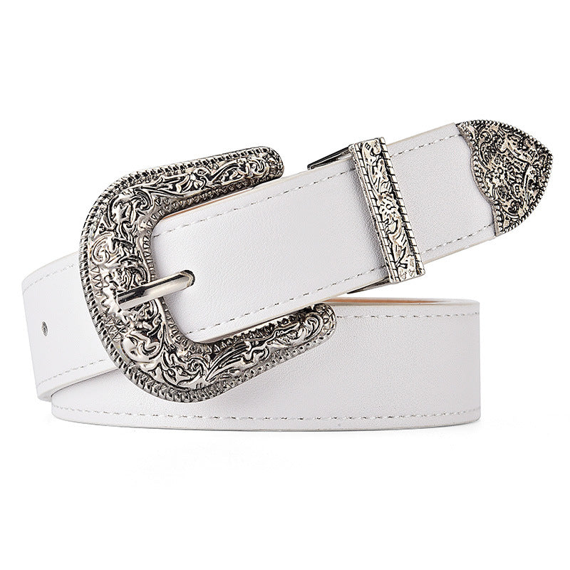 Retro Carved Buckle Pinhole Female Accessory For Belts