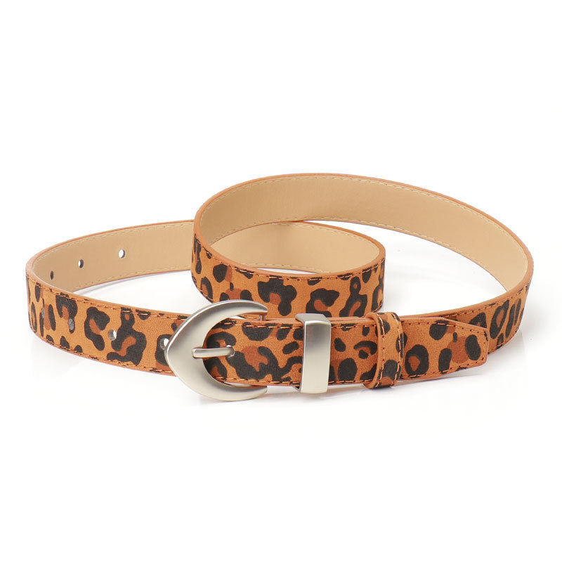 Women's Leather Leopard Print Dress Decorative Band Belts