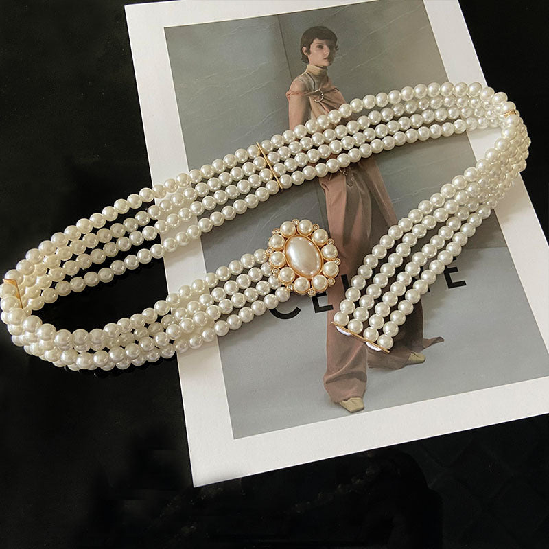 Women's Pearl Fashion Decorative Waist Chain Simple Belts