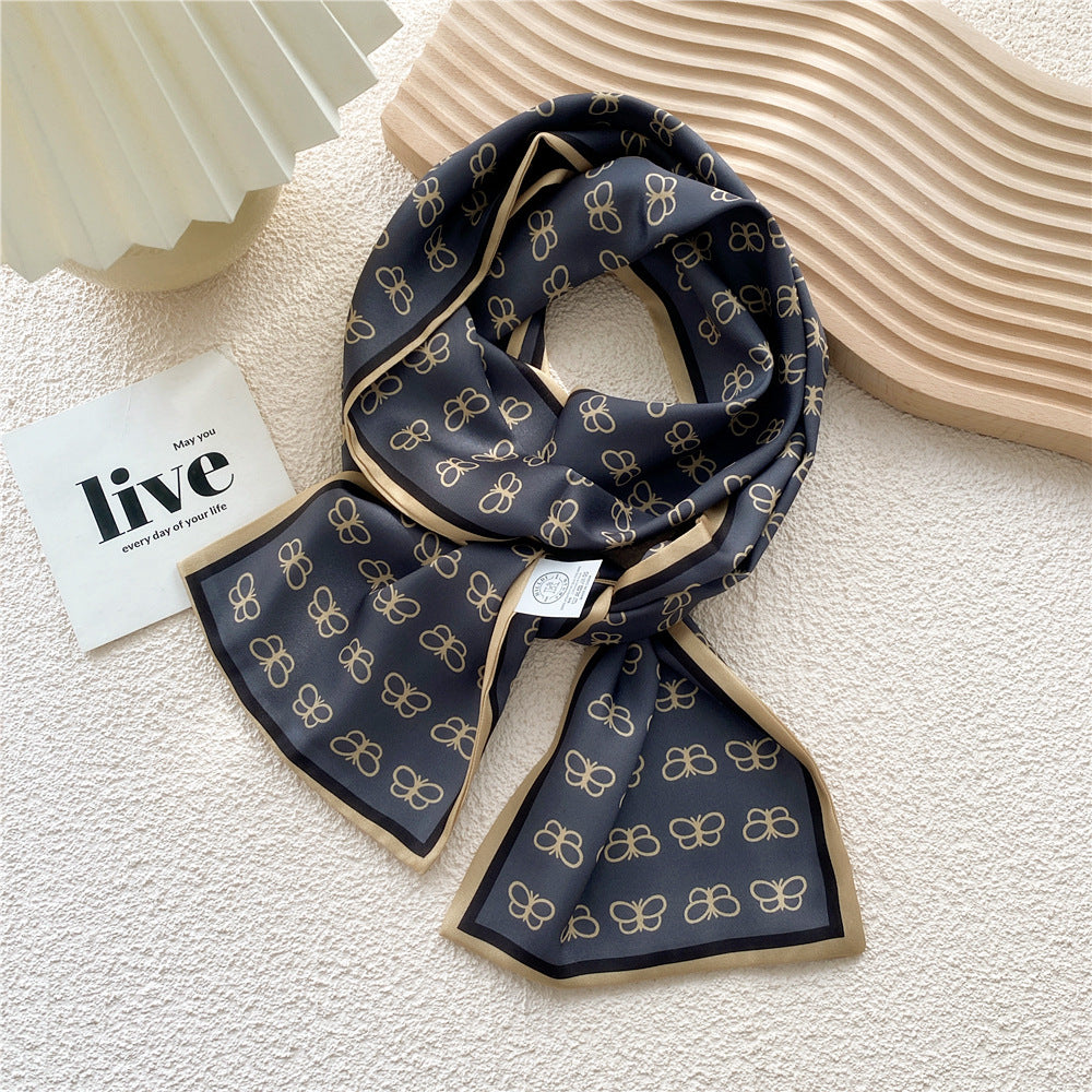 Women's Long Versatile Thin Decorative Ribbon Double-sided Scarfs