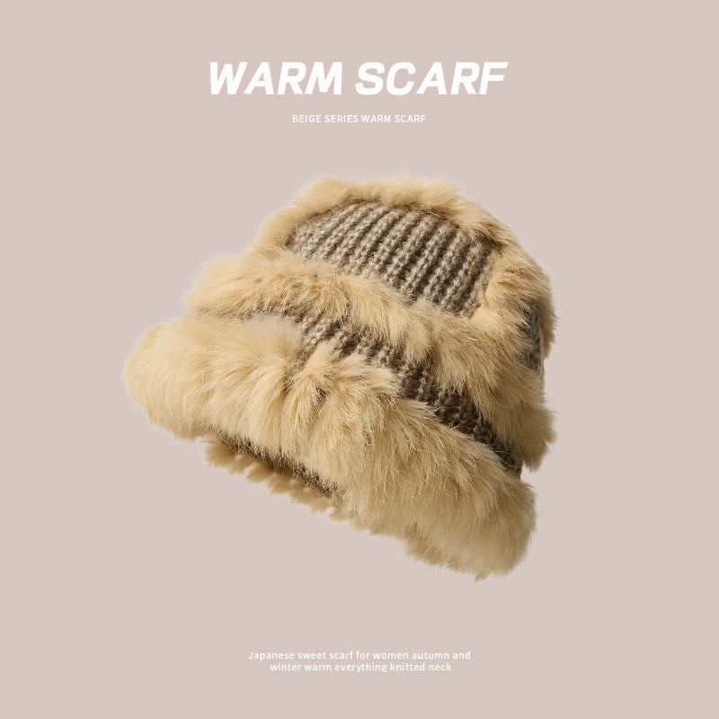 Women's Woolen Knitted Pile Style Beanie Plush Hats & Caps