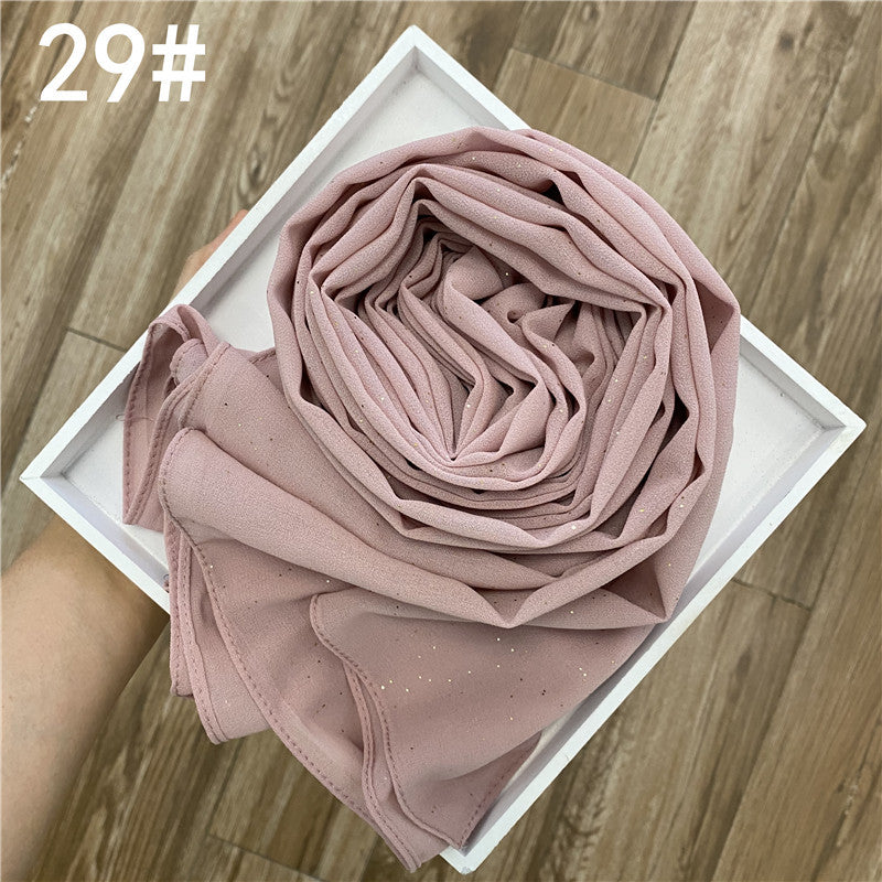 Women's Color Gold Sprinkling Chiffon Fashion Ethnic Scarfs