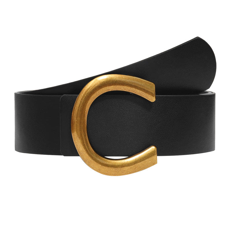 Sense Korean Fashion Buckle Niche Black Belts