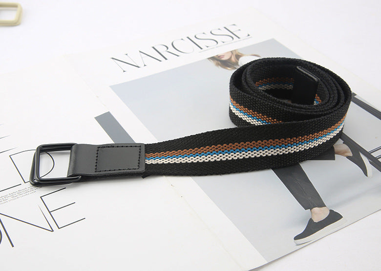 Women's & Men's Korean Style Striped Color Canvas Minimalist Jeans Belts