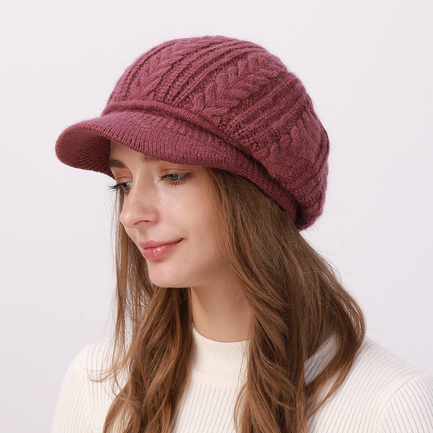 Women's Thick Wool Twisted Peaked Fashionable Warm Beret Hats & Caps