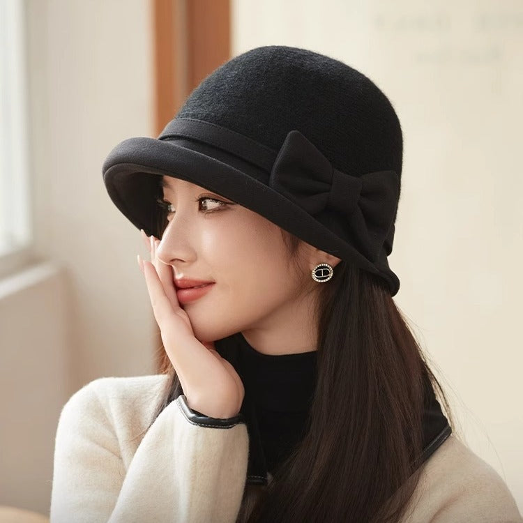 Women's Woolen Fisherman Hat Korean Fashion Elegant Warm Bucket Temperament Hats & Caps