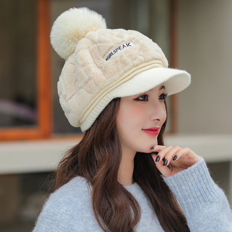 Women's Hat Fashion Rabbit Fur Warm Peaked Hats & Caps