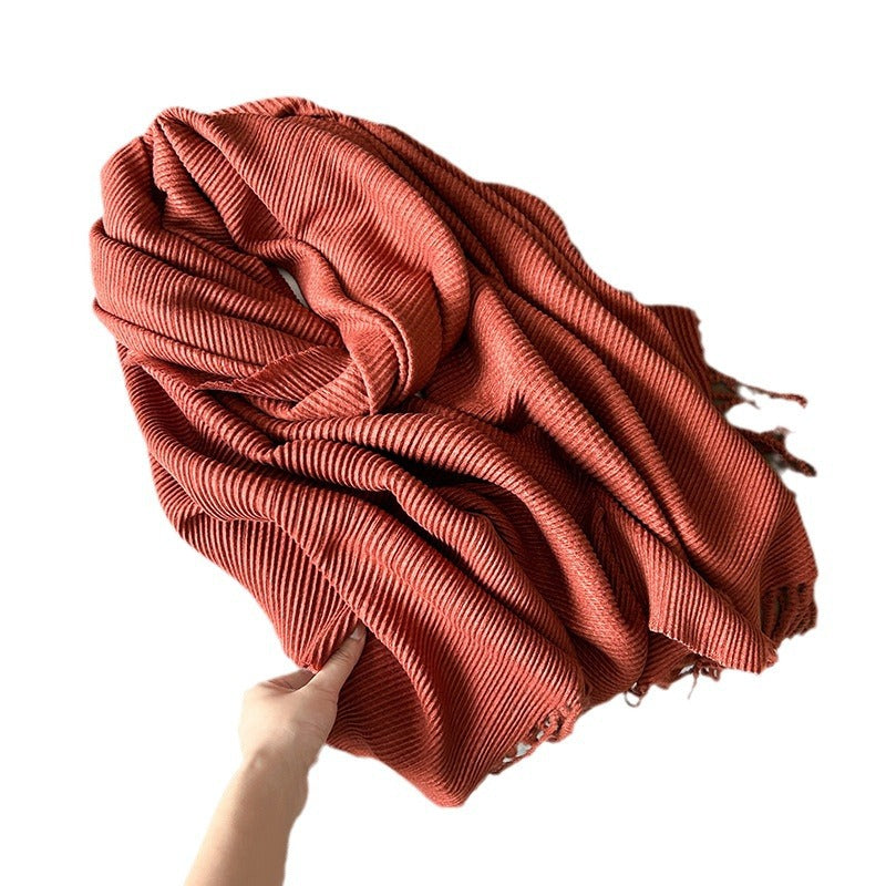 Women's Winter High-grade Korean Crumpled Solid Color Scarfs