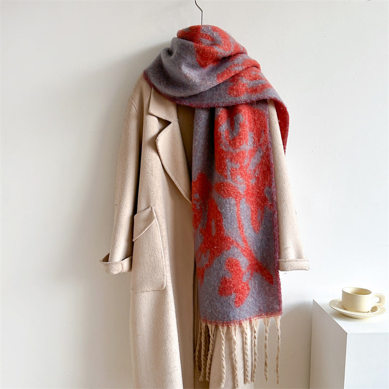 Women's Rose Flower Solid Color Matching Fashion Scarfs