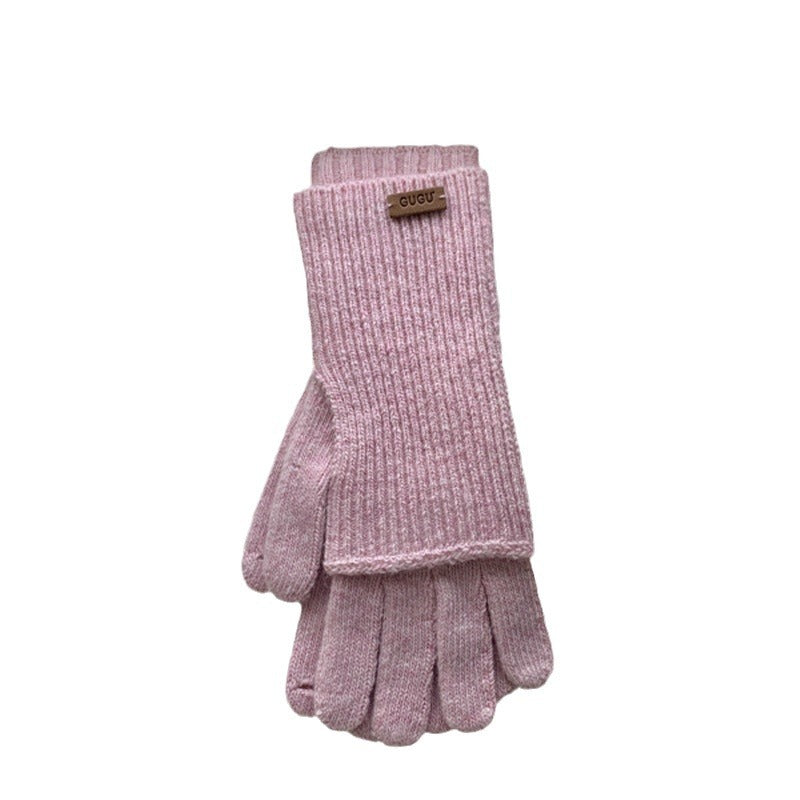 Women's Knitting Wool Split Finger Riding Tide Gloves