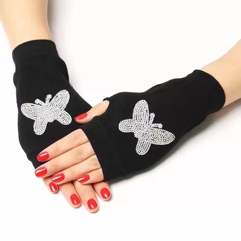 Women's & Men's Sailor Dance Open Finger Rivet Knitting Gloves