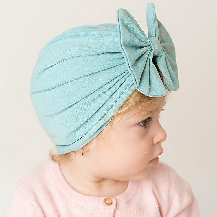 Children's Solid Color Hat Bow Sleeve Born Kids' Headwear