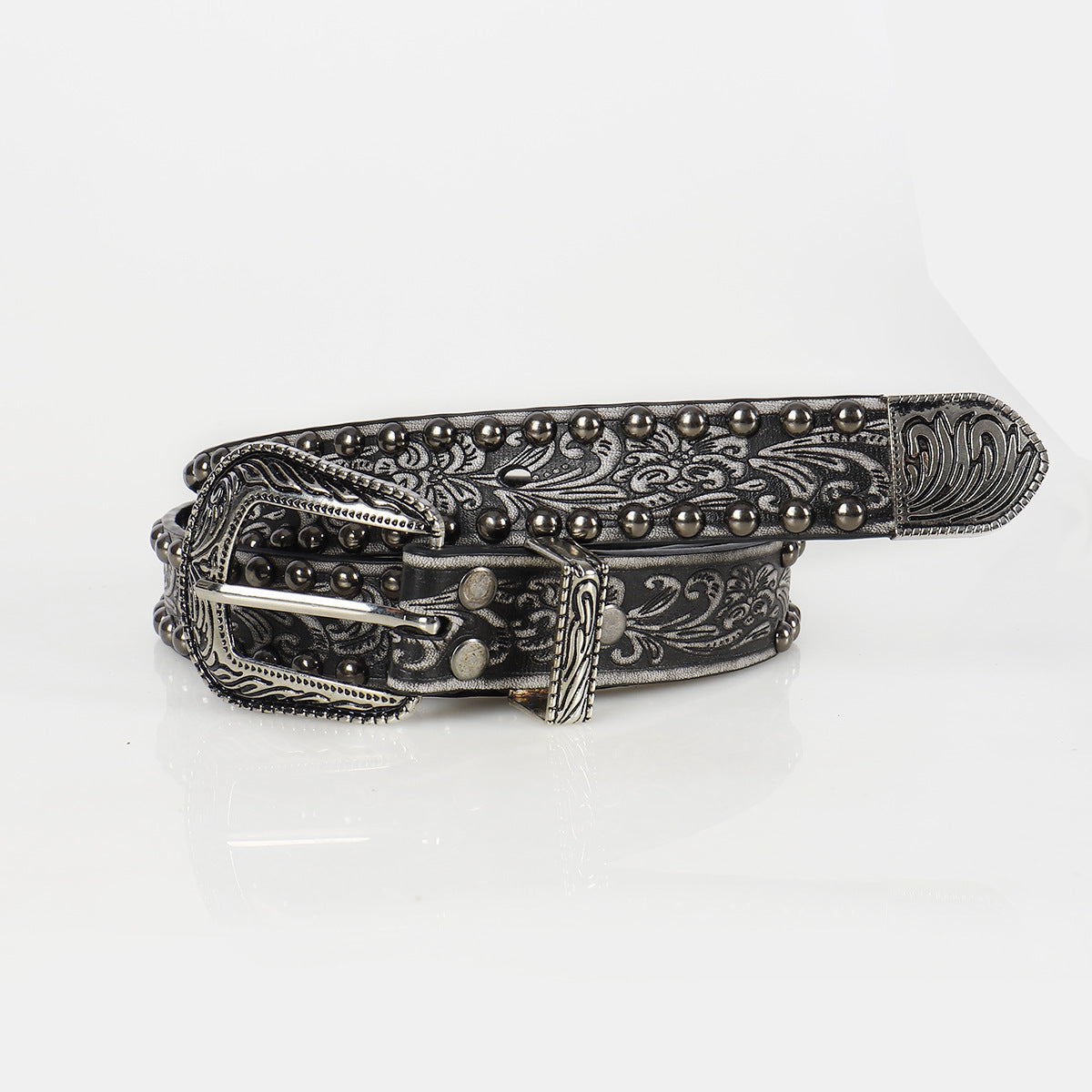 Distressed Threading Rivet Embossed Niche Personality Belts