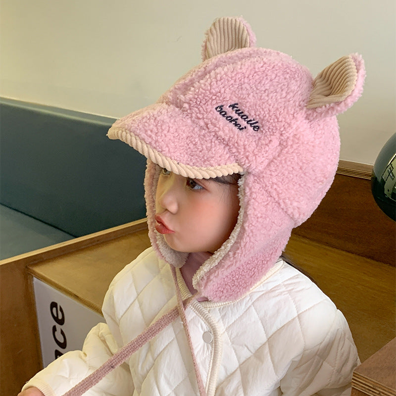 Hat Fleece-lined Cute Wild Earflaps Thick Kids' Headwear