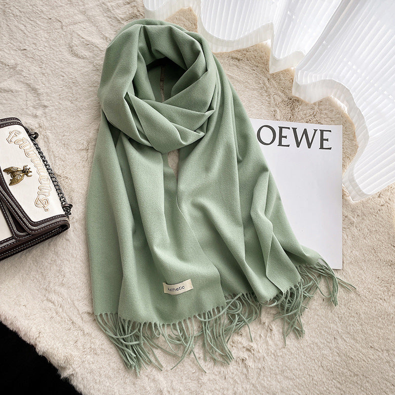 Women's & Men's Artificial Cashmere Pure Color Warm Keeping Shawl Thickened Scarfs