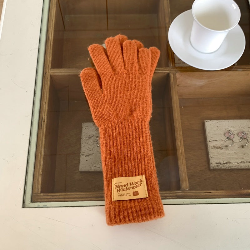 Women's Knitted Long Winter Five Finger Warm Gloves