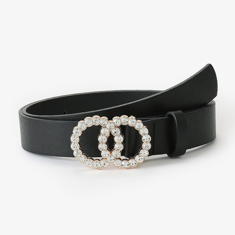 Women's Creative Style Fashion Double Circle Rhinestone Belts