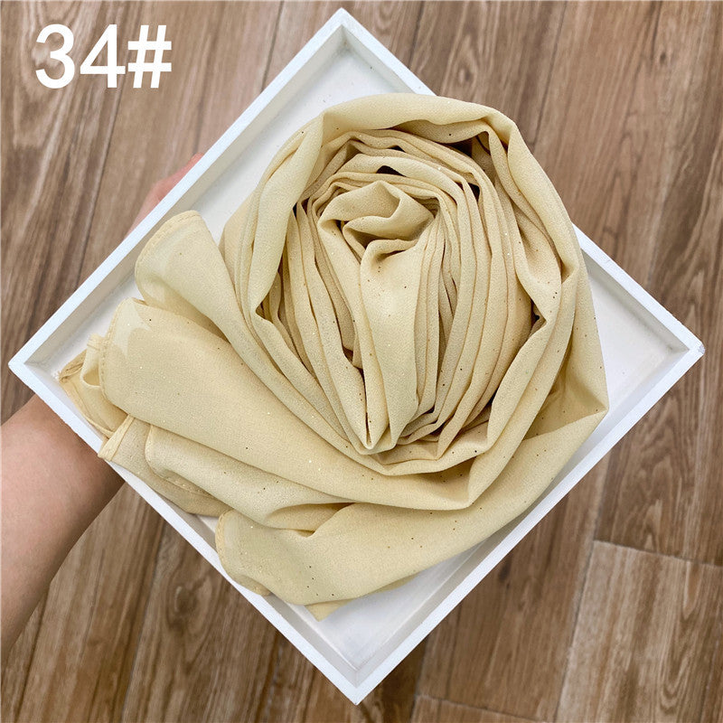 Women's Color Gold Sprinkling Chiffon Fashion Ethnic Scarfs