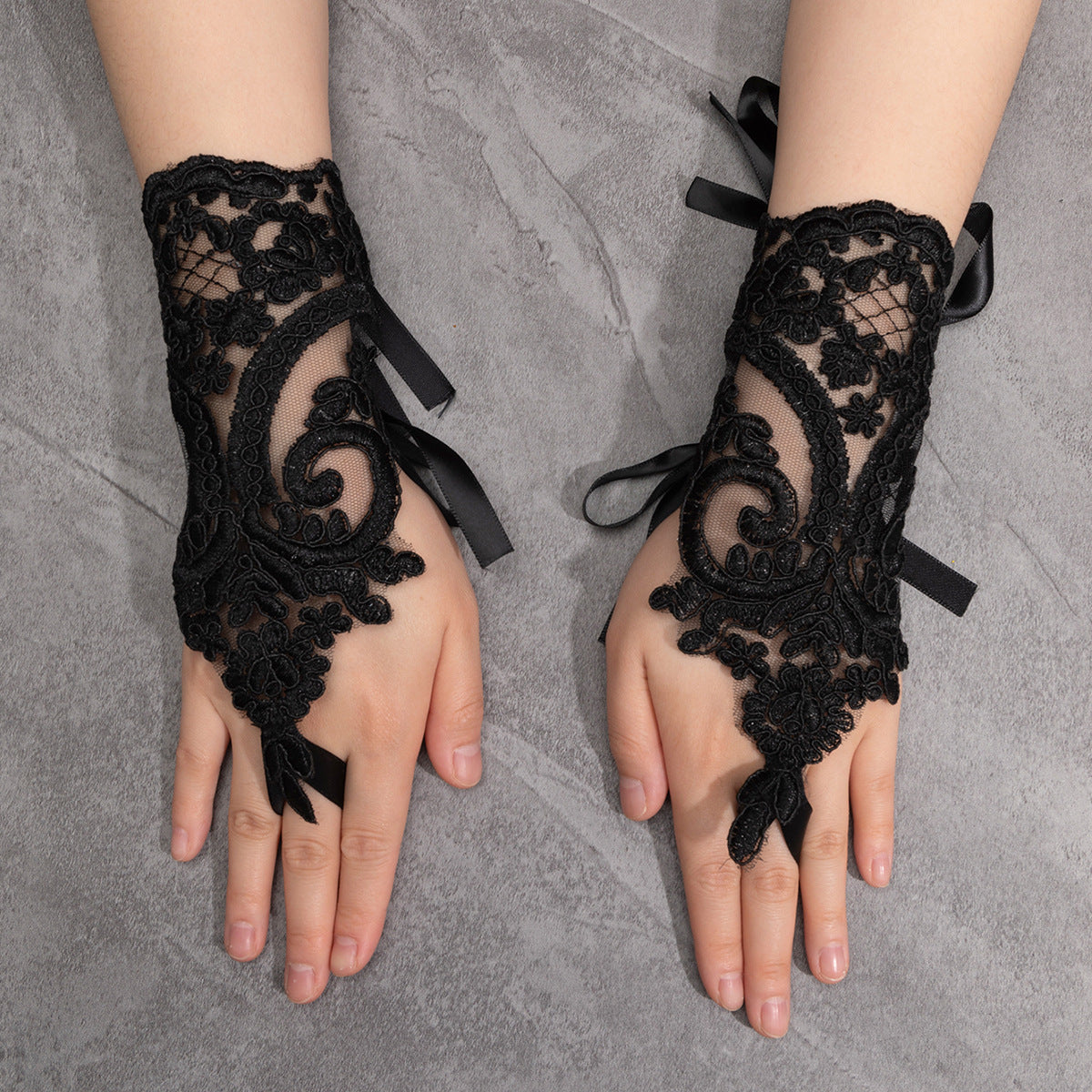 Party Ball Hook Finger Embroidered Lace Gloves