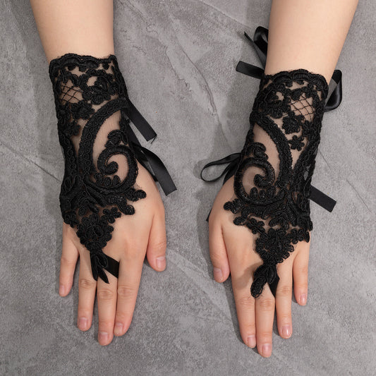 Party Ball Hook Finger Embroidered Lace Gloves