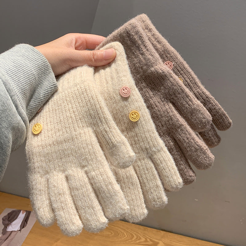 Women's Color Knitted For Winter Riding Cute Gloves