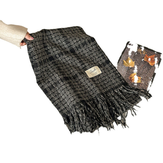 Plaid Female Simple Thickened Warm Shawl Scarfs