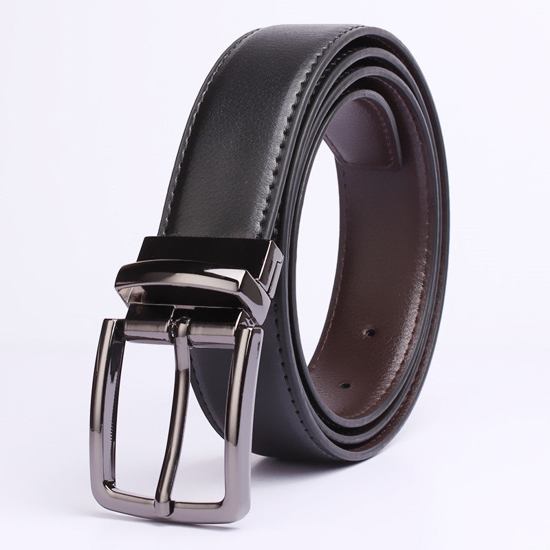 Men's Rotating Buckle Cowhide Pin Casual Double-sided Belts