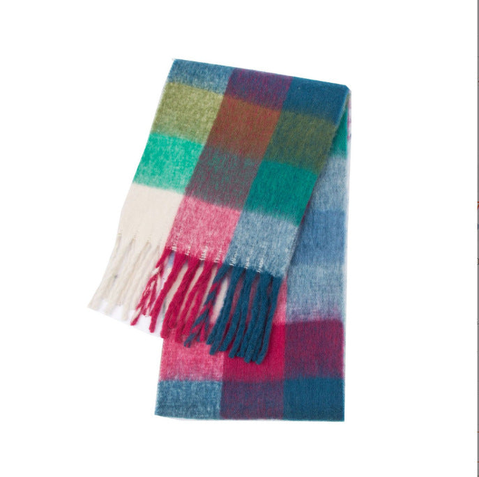 Women's Thick Color Thickened Double-sided Plaid Bib Scarfs