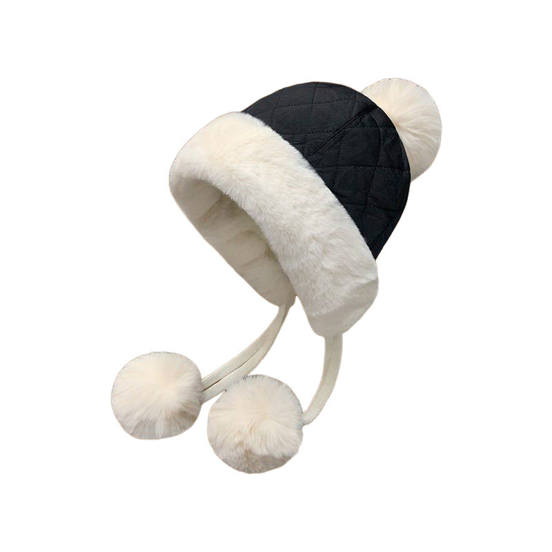 Women's Cute Fur Ball Earmuffs Hat Outdoor Cold Hats & Caps