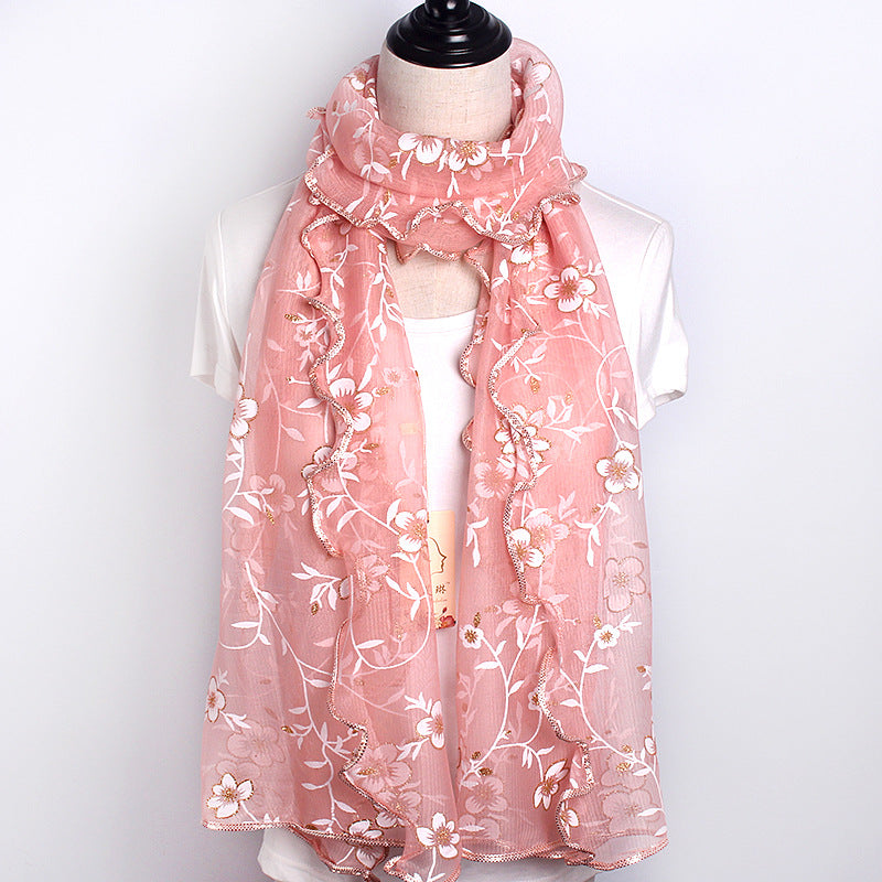 Women's Printed Edge Gilded High Elastic Long Scarfs