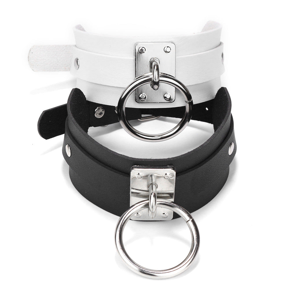 Oversized O-shaped Metal Leather Single Collar Bandana Belts