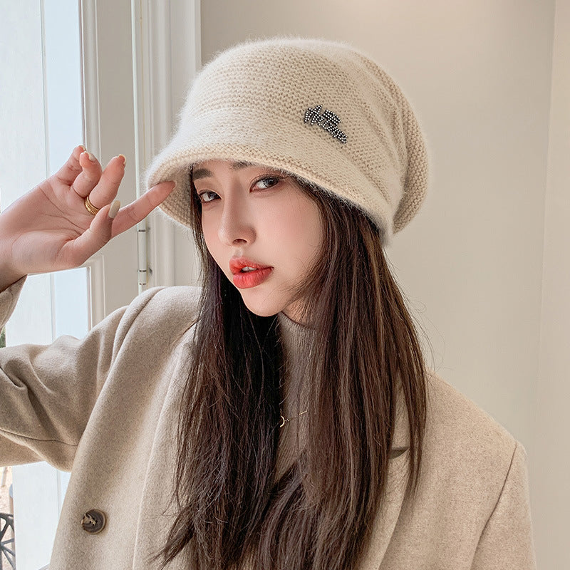 Women's Pile Heap Korean Fashionable Rabbit Fur Hats & Caps