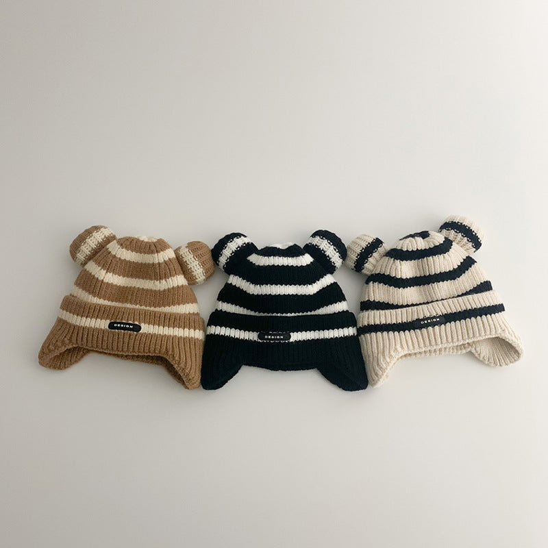 South Hat Korean Striped Earmuffs Warm Kids' Headwear