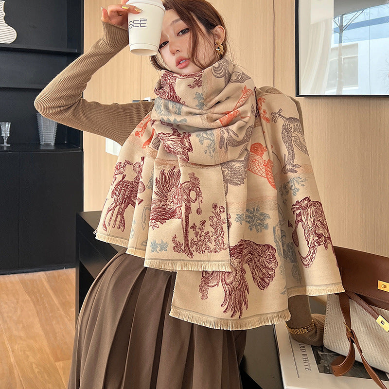 Women's Winter Shawl Outer Wear High-grade Sense Fashionable Scarfs